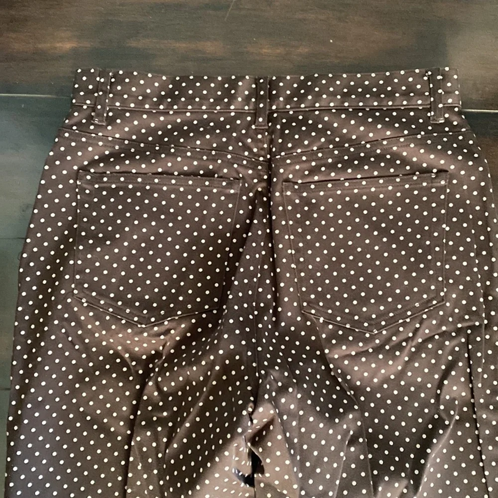 Chaps Brown Polka Dot Pants Business Casual Office Preppy  Cotton Blend Size 6